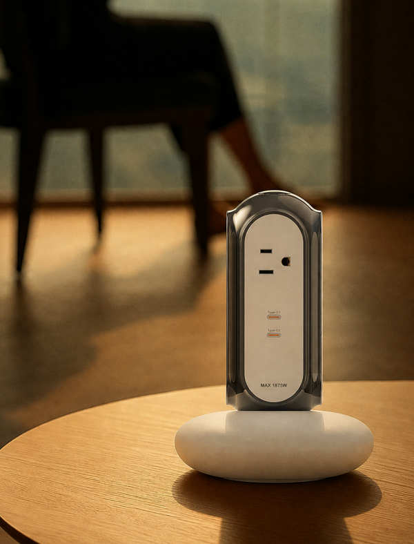 MiaoLab Tower Extension Cord – 4 Outlet US Power Strip with USB-C