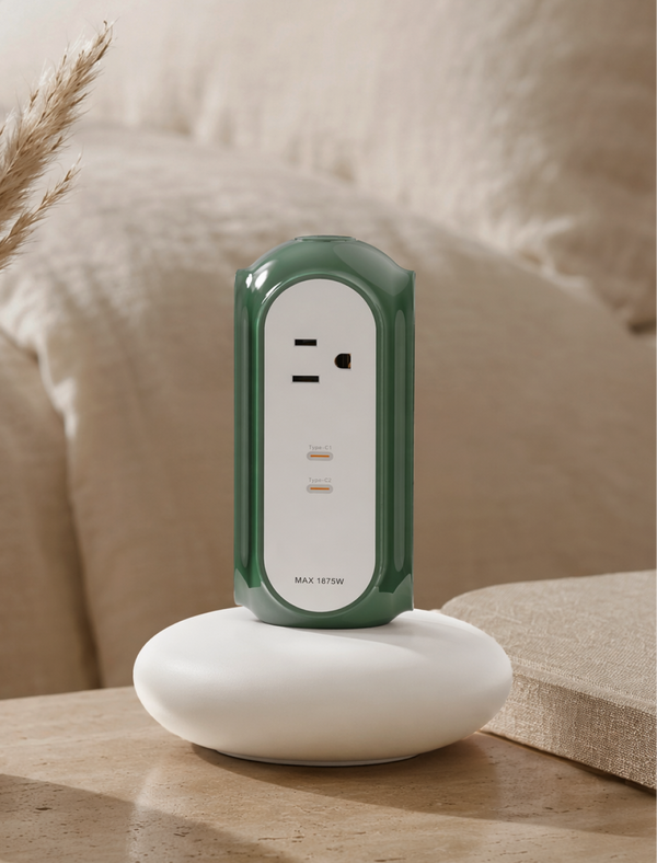 MiaoLab Tower Extension Cord – 4 Outlet US Power Strip with USB-C