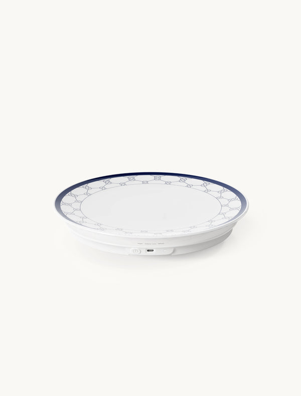 MiaoLab 11-inch blue thermostatic porcelain flat plate on electric warming base