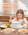 Child enjoying breakfast with MiaoLab thermostatic serving bowl and heated porcelain plates