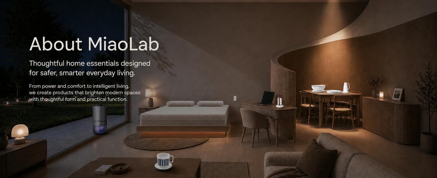 A warm modern home featuring MiaoLab everyday living products.