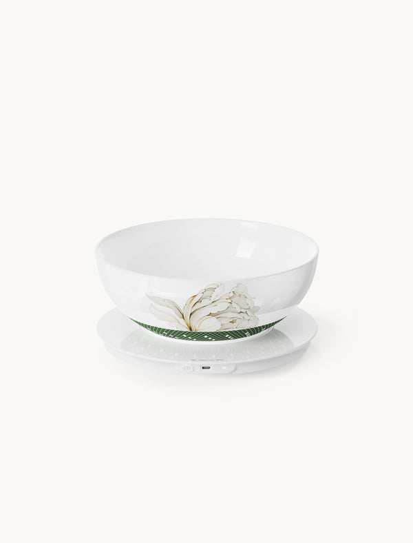 MiaoLab green floral thermostatic porcelain serving bowl on electric warming base