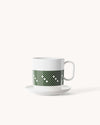 MiaoLab pine green ceramic thermostatic warming cup with saucer