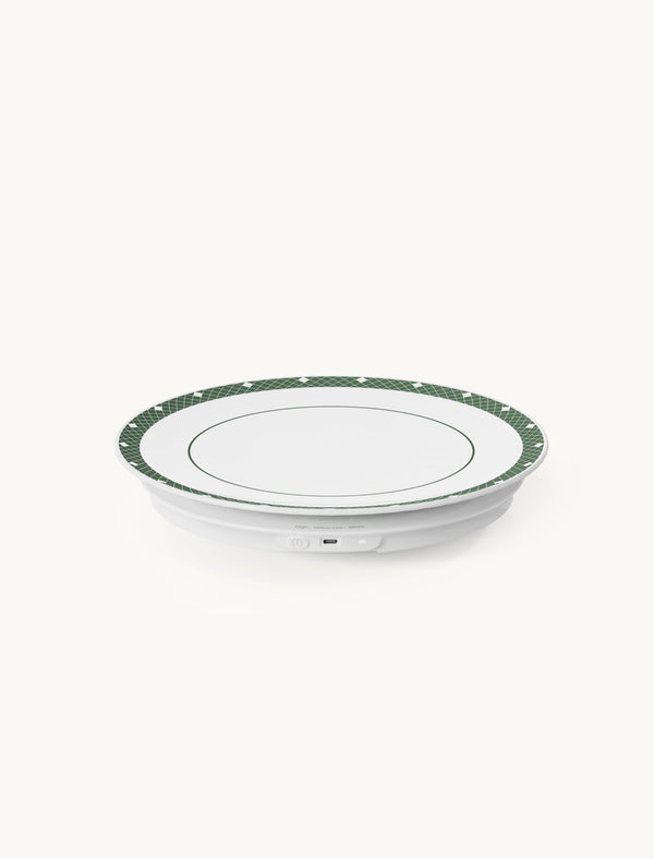 MiaoLab 11-inch pine green thermostatic porcelain flat plate on electric warming base